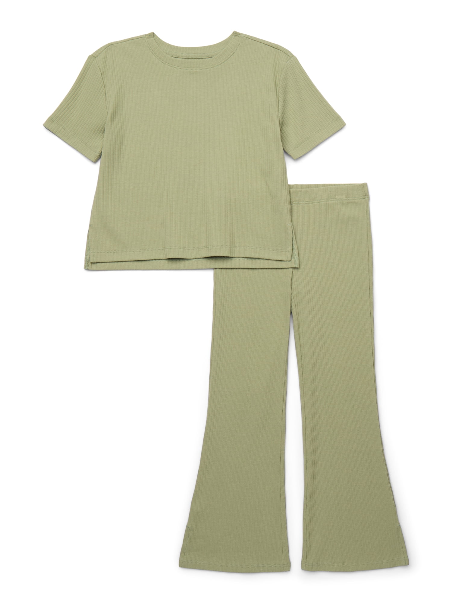 Wonder Nation Girls Rib Knit Top and Flare Leggings Set, 2-Piece, Sizes 4-18 & Plus