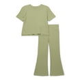 thumbnail image 1 of Wonder Nation Girls Rib Knit Top and Flare Leggings Set, 2-Piece, Sizes 4-18 & Plus, 1 of 3