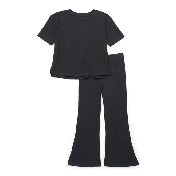 Wonder Nation Girls Rib Knit Top and Flare Leggings Set, 2-Piece, Sizes 4-18 & Plus