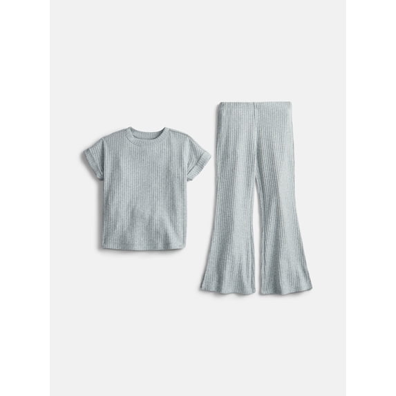 Wonder Nation Girls Rib Knit Top and Pants Set, 2-Piece, Sizes 4-18 & Plus