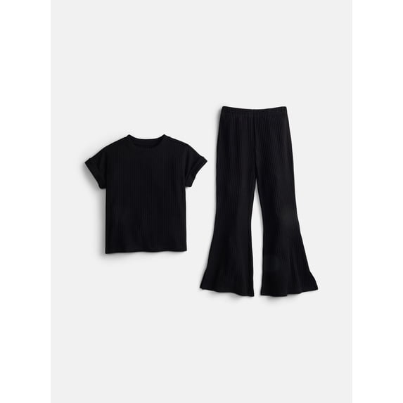 Wonder Nation Girls Rib Knit Top and Pants Set, 2-Piece, Sizes 4-18 & Plus