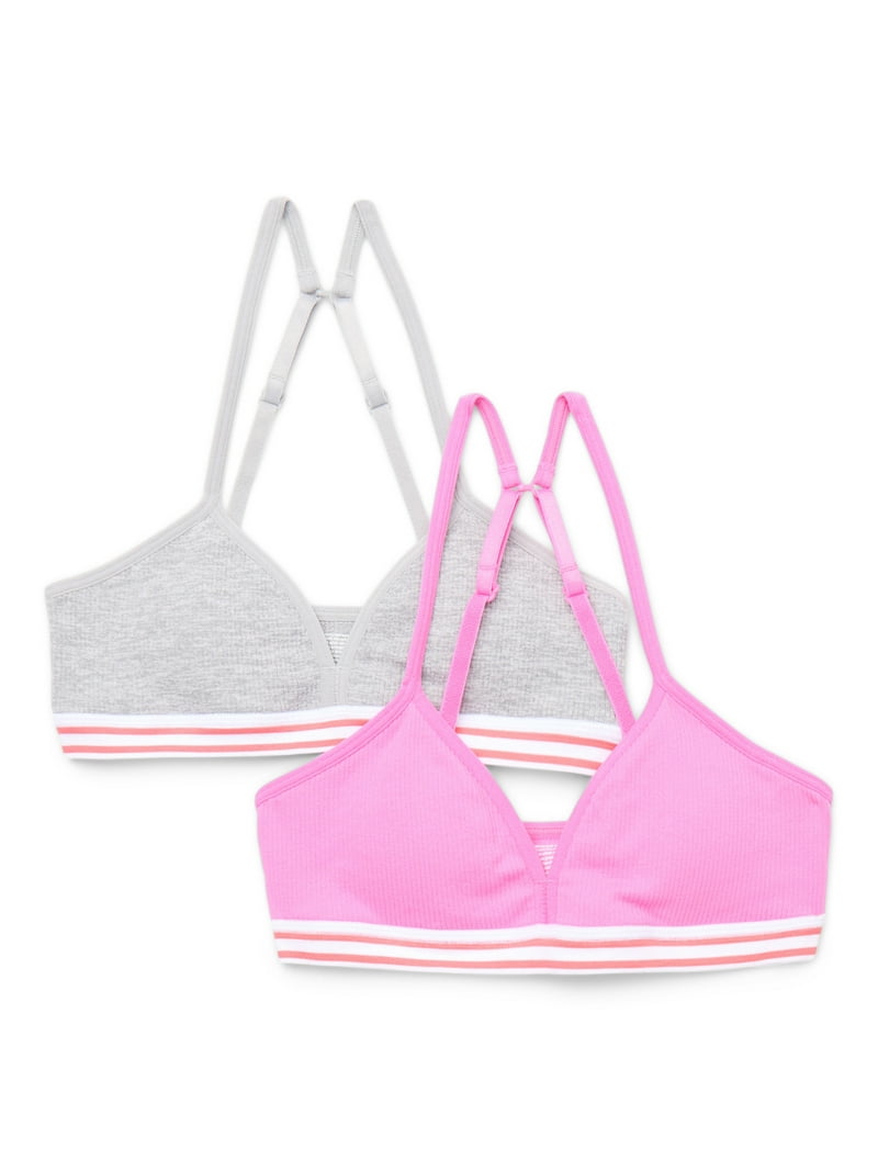   Padded Bralette 2pk Sサイズ Wonder Nation Girls Ribbed Bralette with Removable Pads, 2-Pack