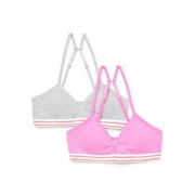 Wonder Nation Girls Ribbed Bralette with Removable Pads, 2-Pack, Sizes XS-XXL
