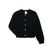 Wonder Nation Girls Ribbed Button Front Cardigan Sweater, Sizes 4-18 & Plus