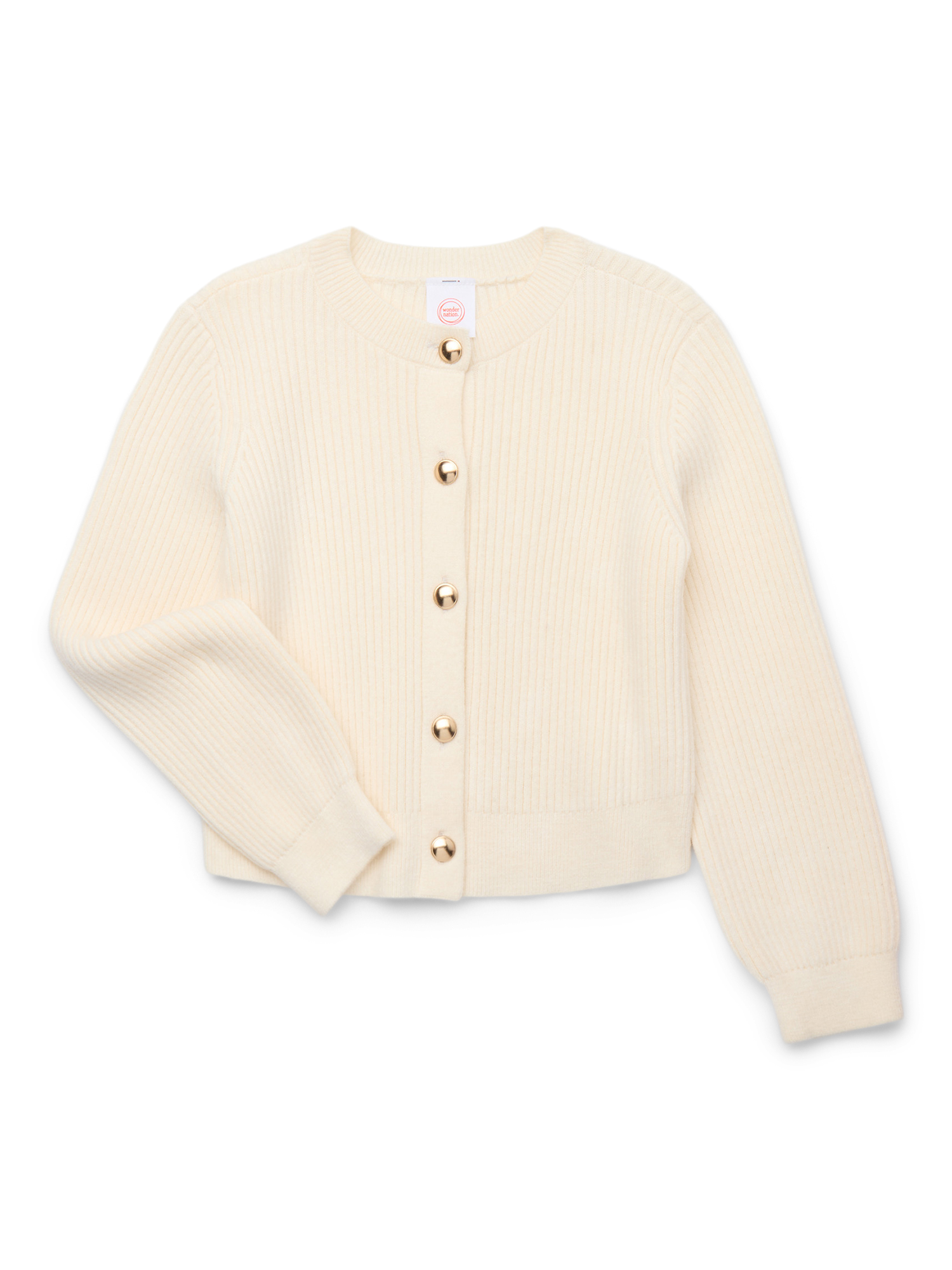 Wonder Nation Girls Ribbed Button Front Cardigan S