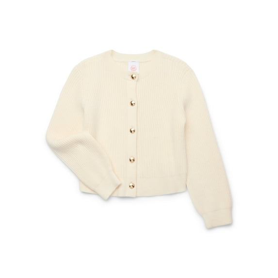 Wonder Nation Girls Ribbed Button Front Cardigan Sweater, Sizes 4-18 & Plus