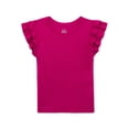 Wonder Nation Girls Ribbed Top - Ruffle Sleeves - Sizes 4-18 - Walmart.com