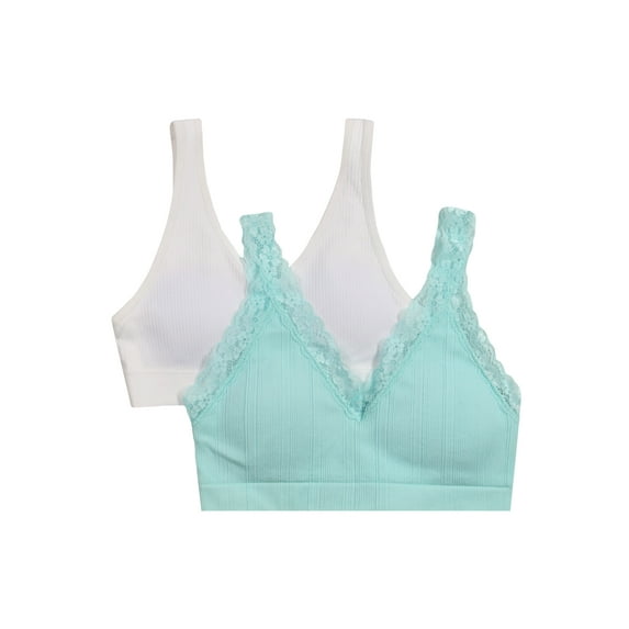 Wonder Nation Girls Ribbed V-Neck Bra, 2-Pack, Sizes (XS-XL)