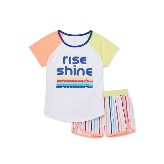 Wonder Nation Girls Rise N Shine Sleep Shorts Set, 2-Piece