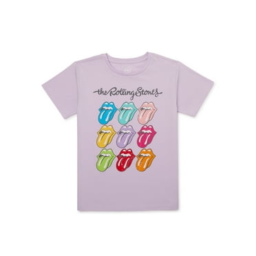Wonder Nation Girls Rolling Stones Short Sleeve Graphic T-Shirt, Sizes 4-18
