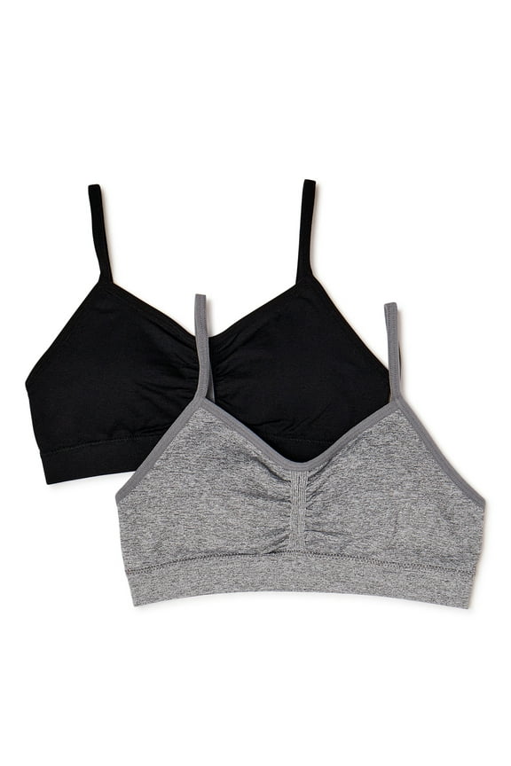 Girls' Ruched Bra, 2 Pack