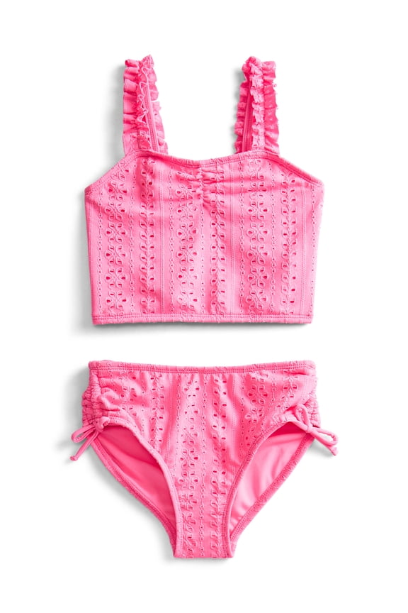 Girls Ruffle Eyelet Tankini Swimsuit, 2-Piece, Sizes 4-18