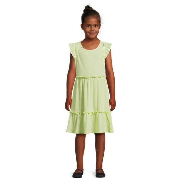 Wonder Nation Girls Ruffle Ribbed Dress, Size 4-18 & Plus