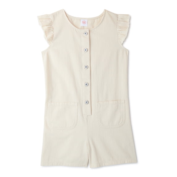 Wonder Nation Girls Ruffle Sleeve Romper Sizes 4-18 & Plus