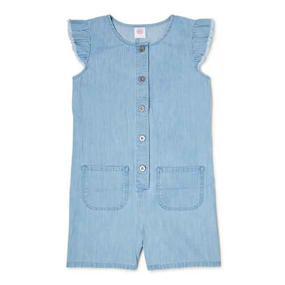 Wonder Nation Girls Ruffle Sleeve Romper Sizes 4-18 & Plus