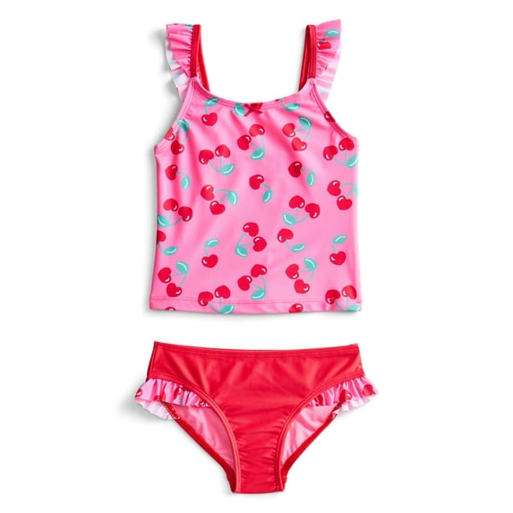 Wonder Nation Girls Ruffle Tankini Swimsuit, 2-Piece, Sizes 4-18