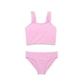 thumbnail image 1 of Wonder Nation Girls 2-Piece Ribbed Tankini Swimsuit with UPF50+, Sizes 4-18, 1 of 3