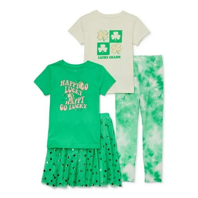 Wonder Nation Girls Saint Patrick's Day Graphic Tee, Leggings and
