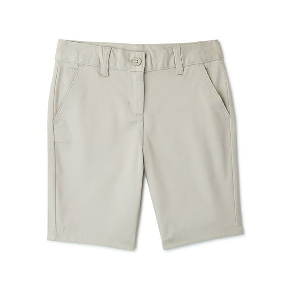 Wonder Nation Girls School Uniform Bermuda Shorts, Sizes 4-16 & 8-20 Plus