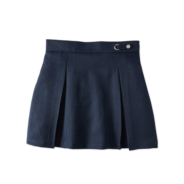 Wonder Nation Girls School Uniform Button Side Tab Scooter Skirt, Sizes 4-16 & Plus