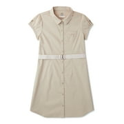 Wonder Nation Girls School Uniform Button-Up Shirt Dress, Sizes 4-16