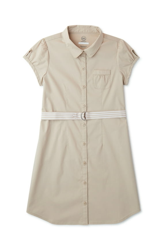 Girls School Uniform Button-Up Shirt Dress, Sizes 4-16