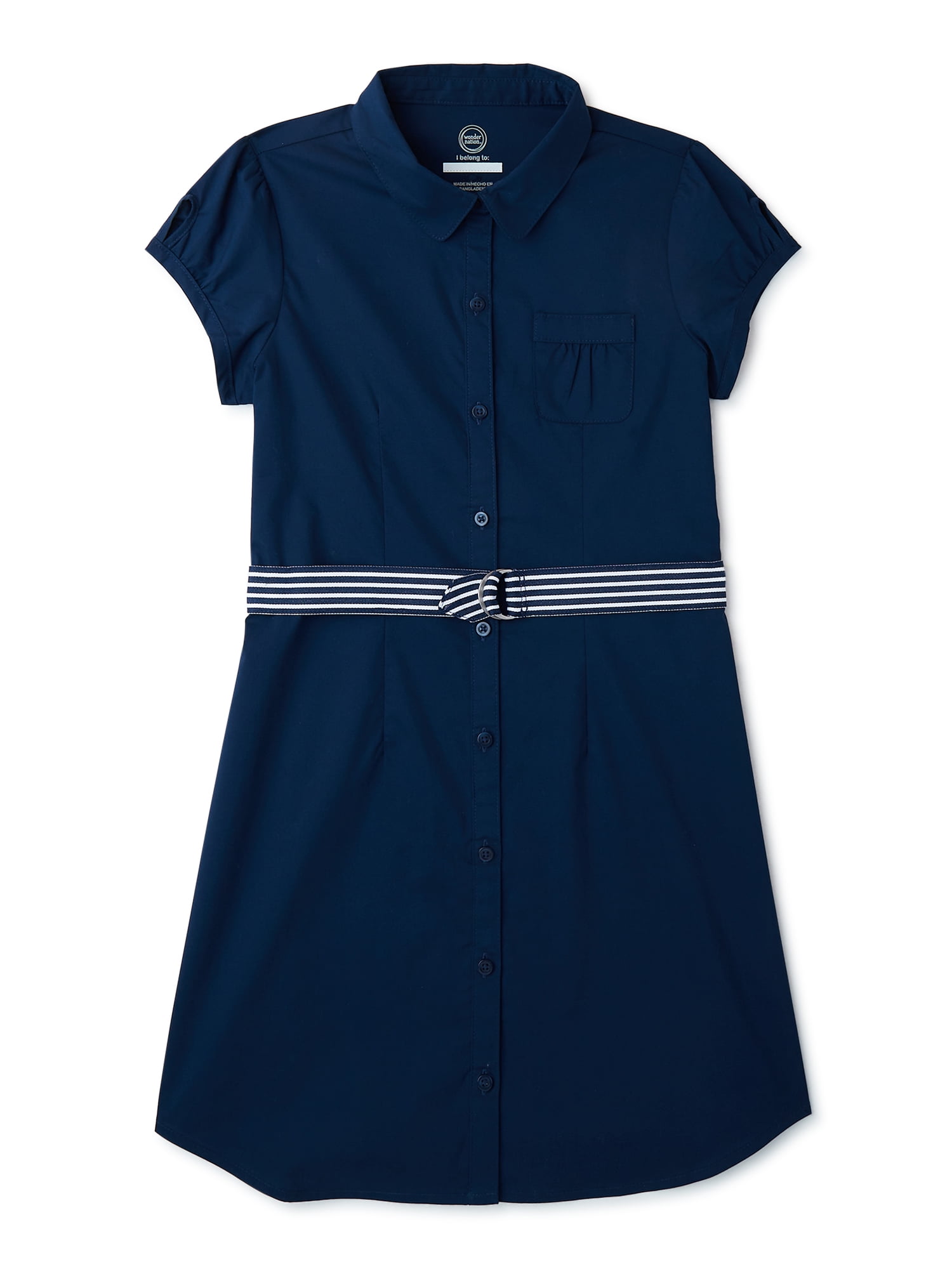 Wonder Nation Girls School Uniform Button Up Shirt Dress Sizes 4 16