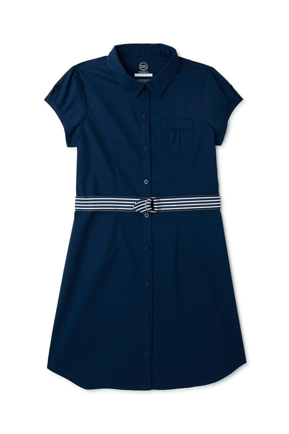 Girls School Uniform Button-Up Shirt Dress, Sizes 4-16