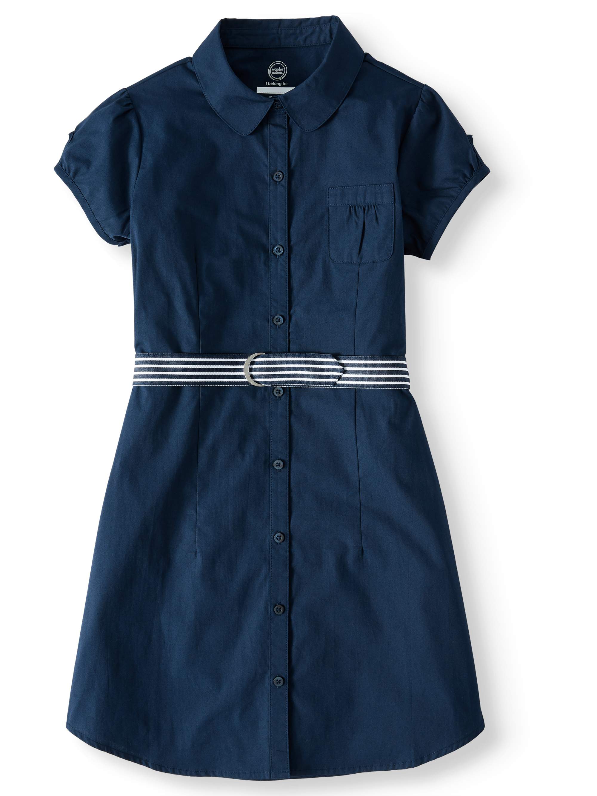 Wonder Nation Girls School Uniform Button-Up Shirt Dress, Sizes 4-16 - image 1 of 3