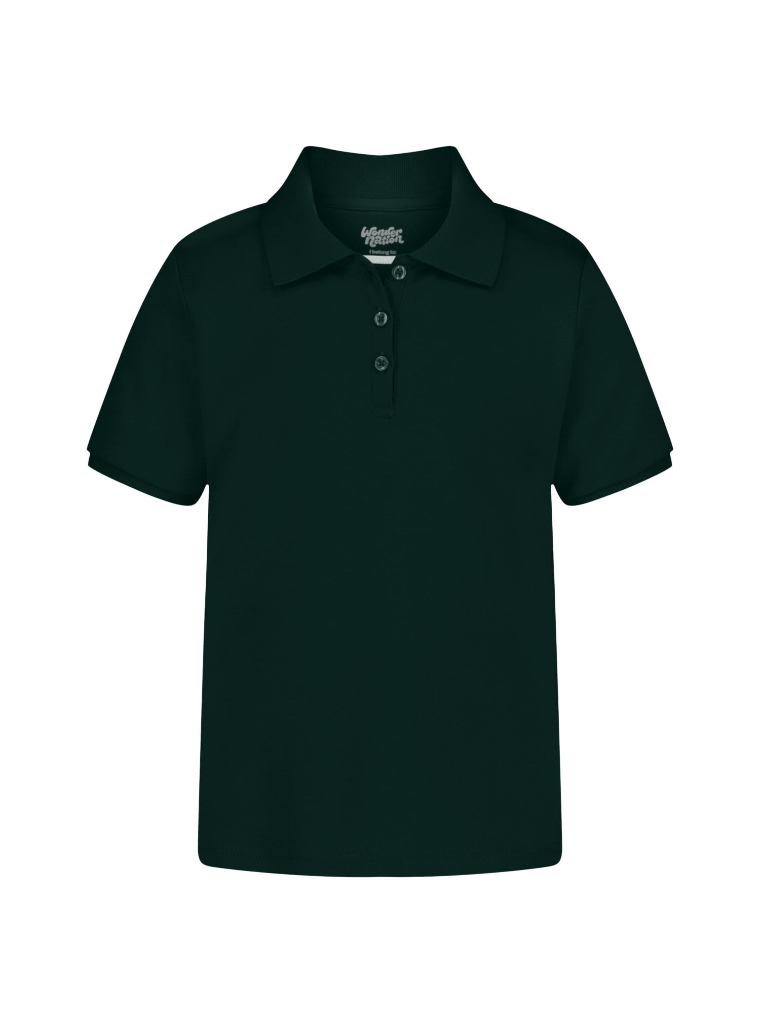 Wonder Nation Girls School Uniform Interlock Short Sleeve Polo Shirt, 2-Pack, Sizes 4-18 & 10-16 Plus