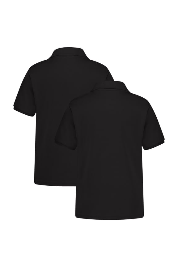 Girls School Uniform Interlock Short Sleeve Polo Shirt, 2-Pack, Sizes 4-18 & 10-16 Plus