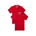thumbnail image 1 of Wonder Nation Girls School Uniform Interlock Short Sleeve Polo Shirt, 2-Pack, Sizes 4-18 & 10-16 Plus, 1 of 3