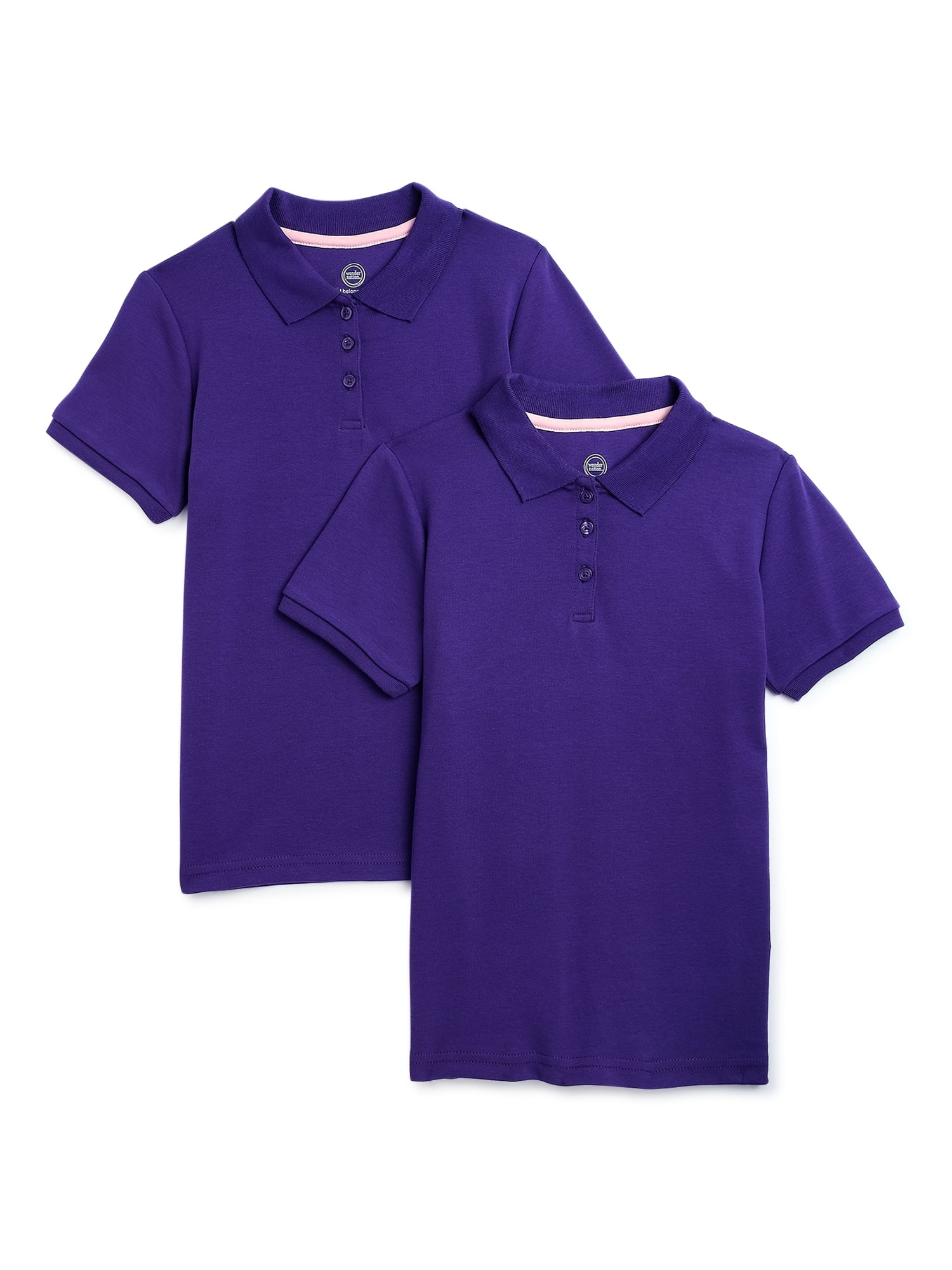Handwriting Breeze Excavation Wonder Nation Girls School Uniform Interlock Short Sleeve Polo Shirt,  2-Pack, Sizes 4-18 - Walmart.com
