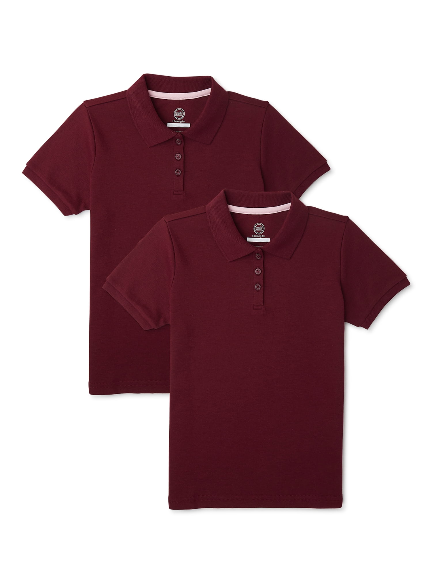 Wonder Nation Girls School Uniform Polo Shirt - Walmart.com