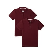 Wonder Nation Girls School Uniform Interlock Short Sleeve Polo Shirt, 2-Pack, Sizes 4-18 & 10-16 Plus