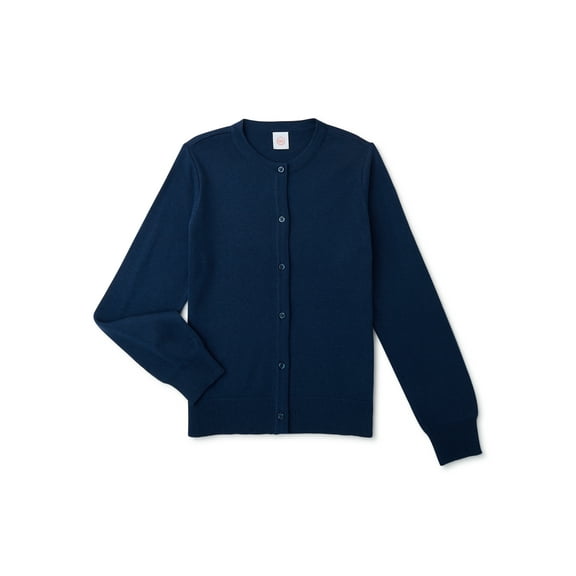 Wonder Nation Girls School Uniform Knit Cardigan Sweater, Sizes 4-18