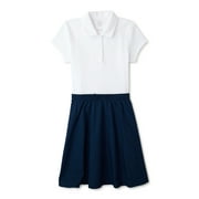 WONDER NATION Girls School Uniform Layered Look Dress, Sizes 4-16