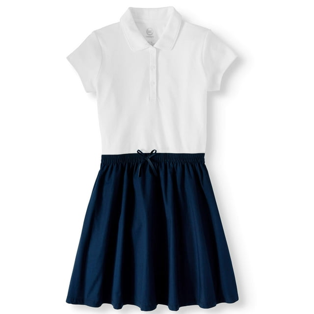 Wonder Nation Girls School Uniform Layered Look Dress, Sizes 4-16