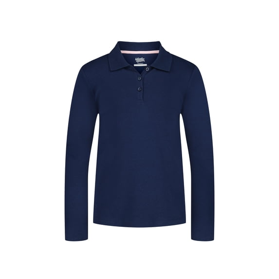 Wonder Nation Girls Long Sleeve Polo Shirt, Sizes XS-XXL