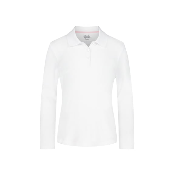 Wonder Nation Girls Long Sleeve Polo Shirt, Sizes XS-XXL