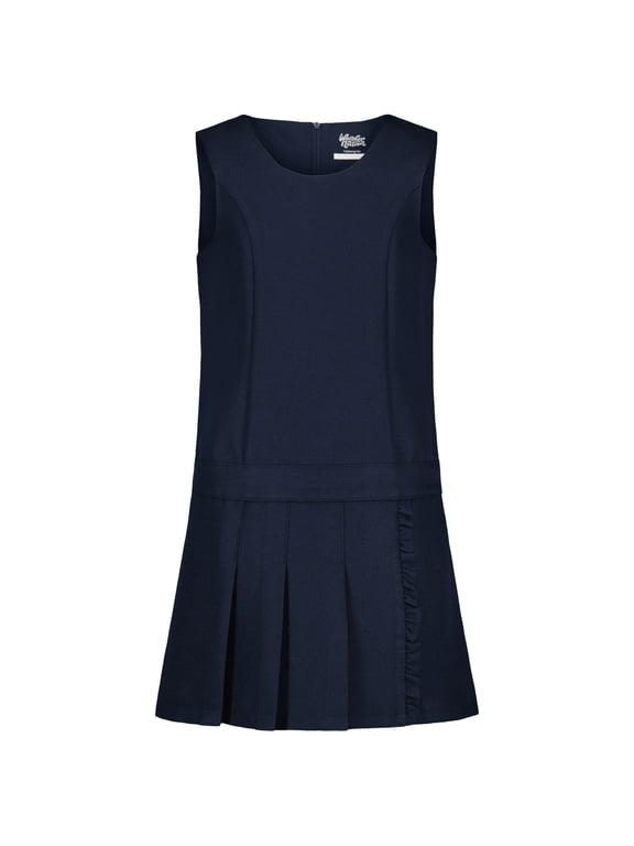 Girls School Uniform Pleated Ruffle Jumper Dress, Sizes 4-16 & 8-20 Plus
