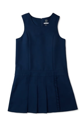 Girls School Uniform Pleated Ruffle Jumper Dress, Sizes 4-16 & 8-20 Plus
