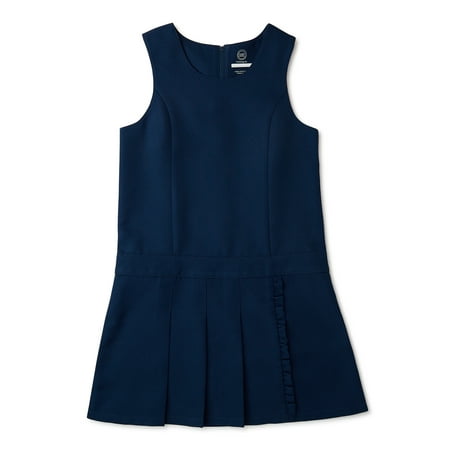 Wonder Nation Girls School Uniform Pleated Ruffle Jumper Dress, Sizes 4-16 & 8-20 Plus