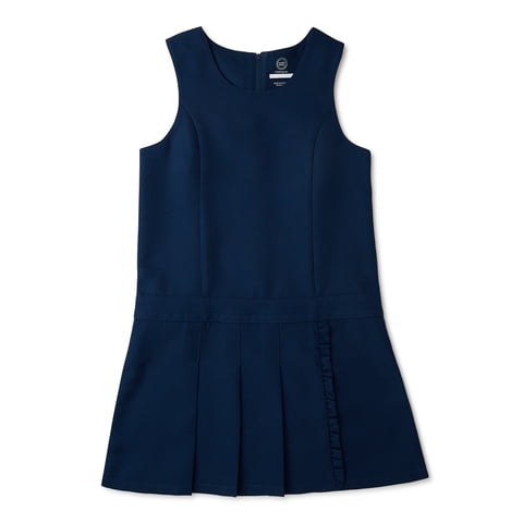 Girls School Uniform Pleated Ruffle Jumper Dress, Sizes 4-16 & 8-20 Plus