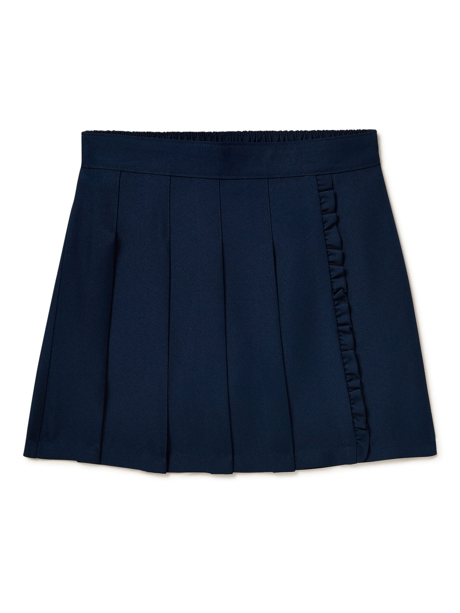 Wonder Nation Girls School Uniform Pleated Ruffle Scooter Skirt, Sizes 4-16  & 8-18 Plus