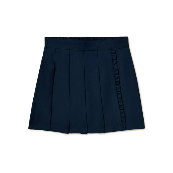 Wonder Nation Girls School Uniform Pleated Ruffle Scooter Skirt, Sizes 4-16 & 8-18 Plus