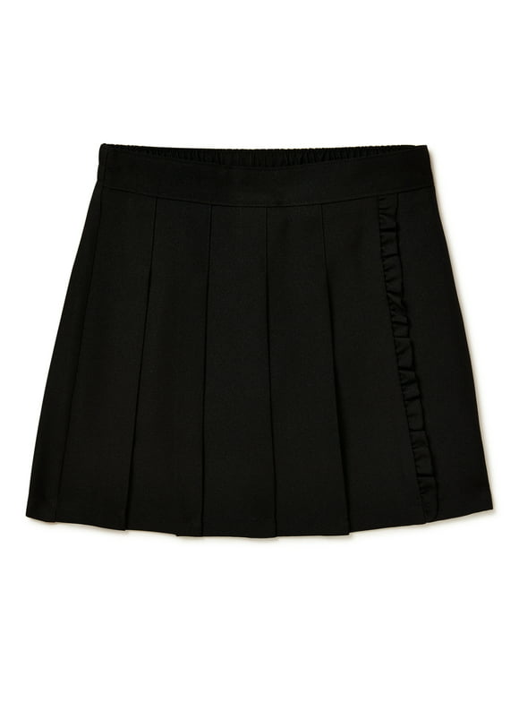 Wonder Nation Girls School Uniform Pleated Ruffle Scooter Skirt, Sizes 4-16 & 8-18 Plus