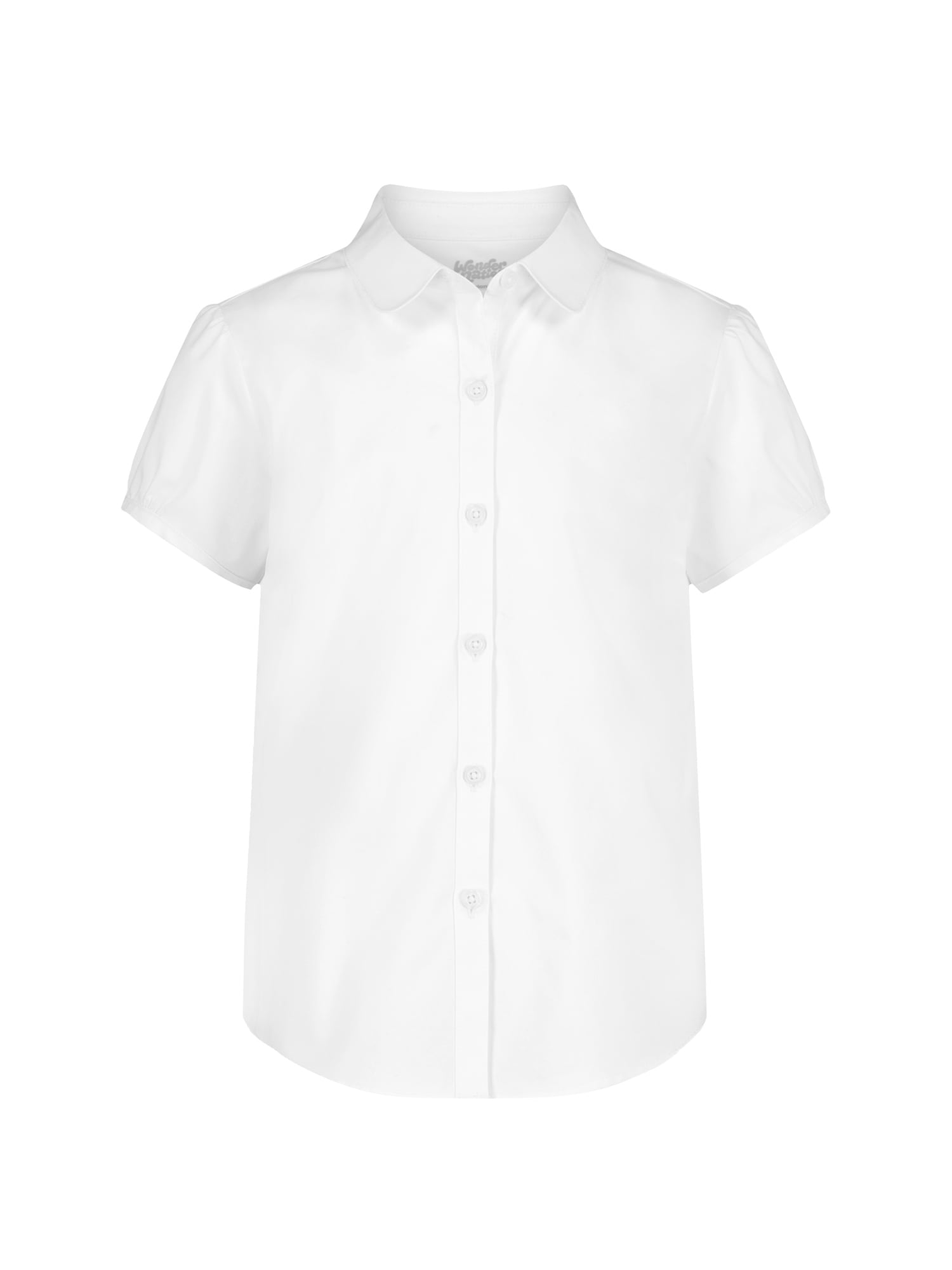 Wonder Nation Girls School Uniform Poplin Button-Up Blouse, Sizes 4-18