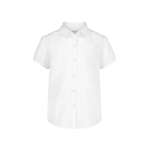 Wonder Nation Girls School Uniform Poplin Button-Up Blouse, Sizes 4-18
