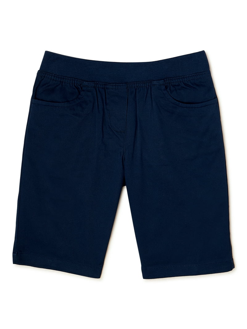 Wonder Nation Girls School Uniform Pull On Shorts, Sizes 4
